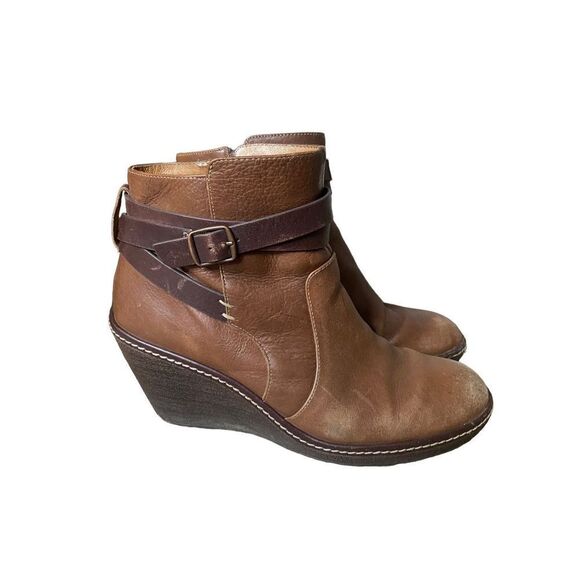 Sofft Leather Brown Wedge Booties - Picture 2 of 8